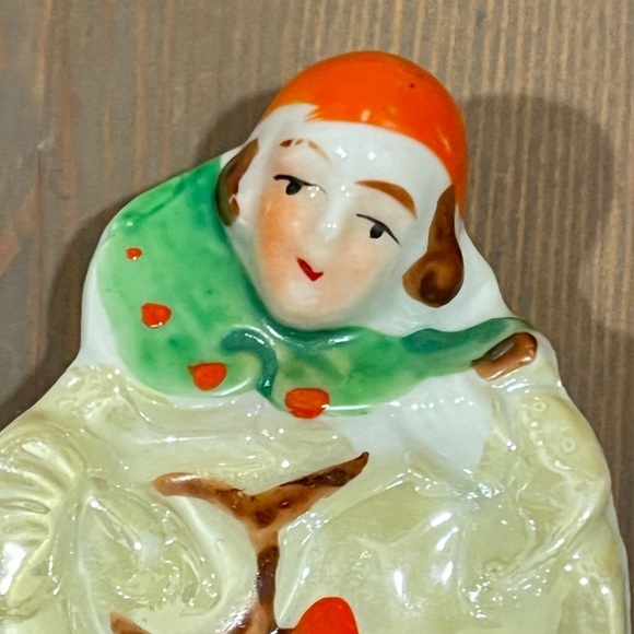 Vintage Lusterware Mini Ashtray Harlequin Clown Pierrot Trinket Dish Japan Made - Picture 2 of 6